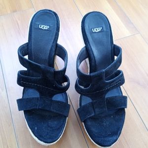Ugg black sandal wedges